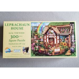 SunsOut Leprachaun House 300 pc Tom Wood Complete St Patricks Day Rainbow Gold